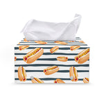 Hot Dog Striped Pattern Print Leather Tissue Box Cover