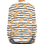 Hot Dog Striped Pattern Print Long Sleeve Baseball Jersey
