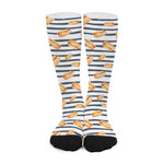 Hot Dog Striped Pattern Print Long Socks