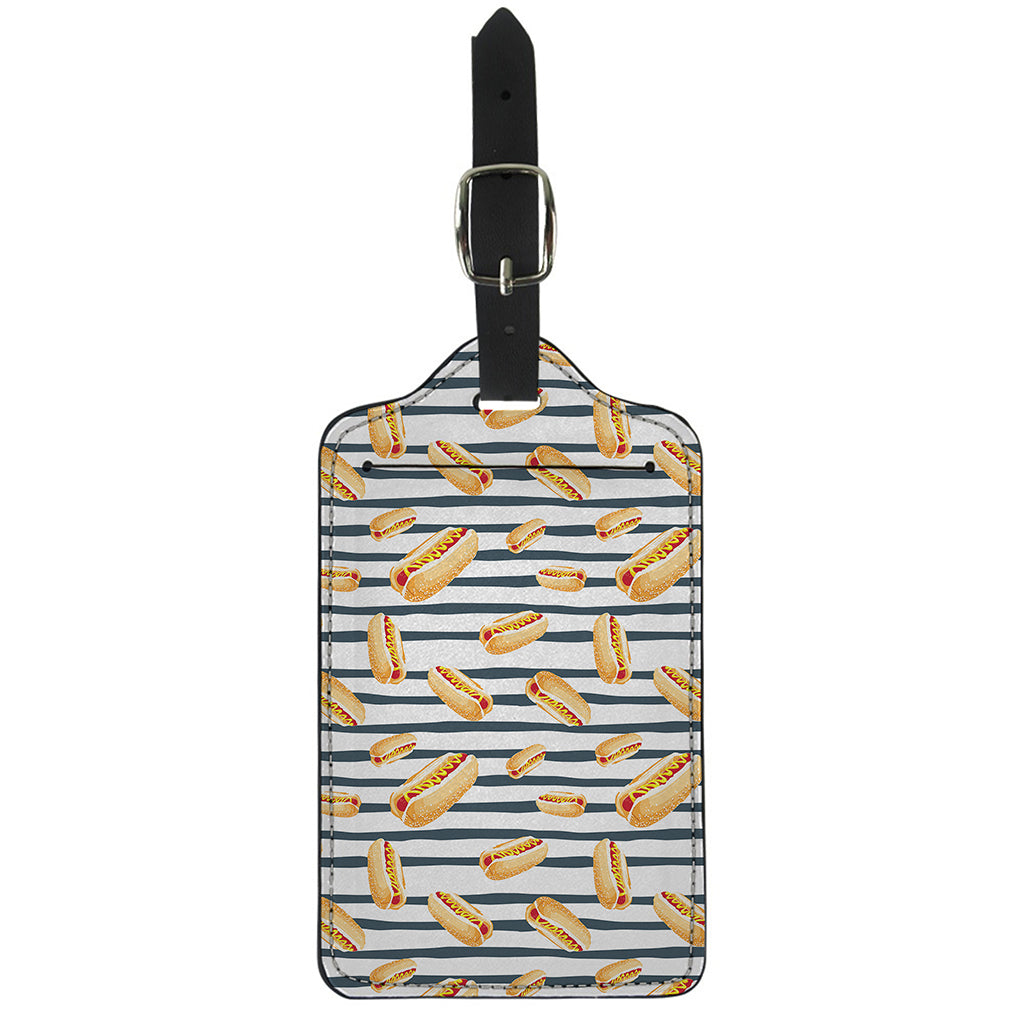 Hot Dog Striped Pattern Print Luggage Tag