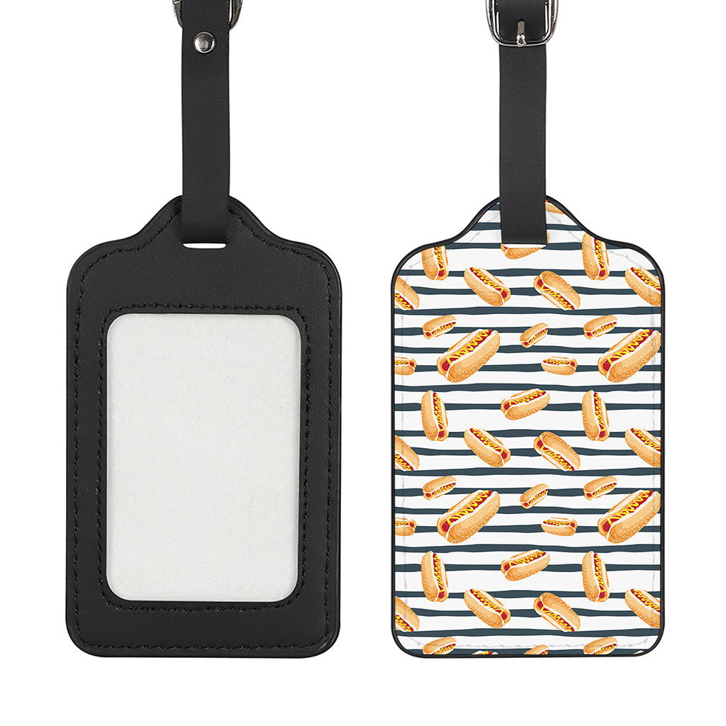Hot Dog Striped Pattern Print Luggage Tag
