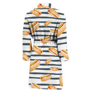 Hot Dog Striped Pattern Print Men's Bathrobe