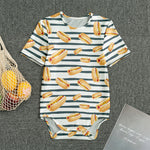 Hot Dog Striped Pattern Print Men's Bodysuit