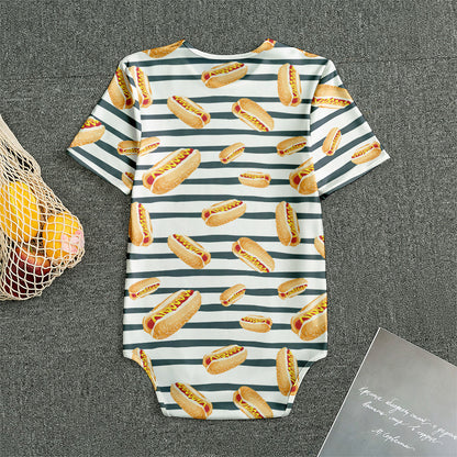 Hot Dog Striped Pattern Print Men's Bodysuit