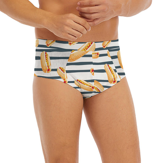 Hot Dog Striped Pattern Print Men's Briefs