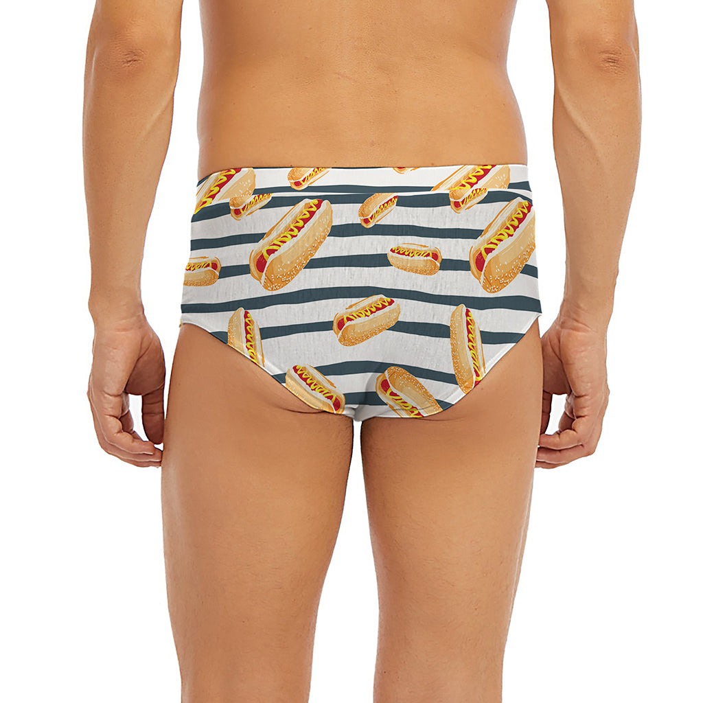 Hot Dog Striped Pattern Print Men's Briefs