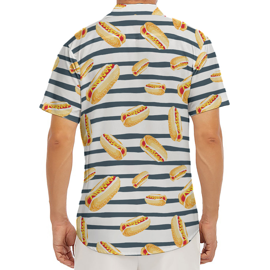 Hot Dog Striped Pattern Print Men's Deep V-Neck Shirt