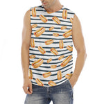 Hot Dog Striped Pattern Print Men's Fitness Tank Top