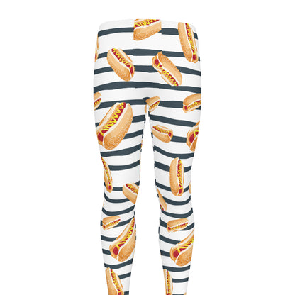Hot Dog Striped Pattern Print Men's leggings