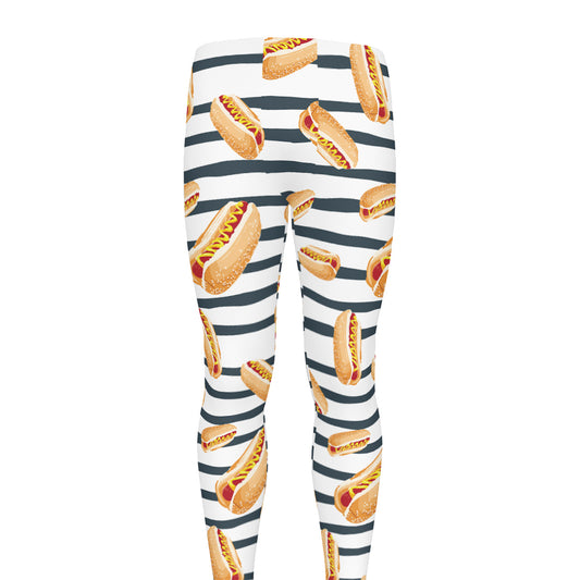 Hot Dog Striped Pattern Print Men's leggings