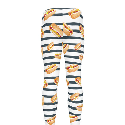 Hot Dog Striped Pattern Print Men's leggings