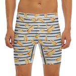 Hot Dog Striped Pattern Print Men's Long Boxer Briefs