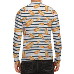 Hot Dog Striped Pattern Print Men's Long Sleeve Rash Guard
