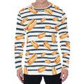 Hot Dog Striped Pattern Print Men's Long Sleeve T-Shirt