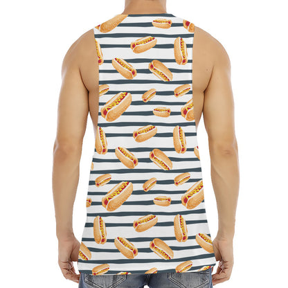Hot Dog Striped Pattern Print Men's Muscle Tank Top