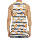 Hot Dog Striped Pattern Print Men's Muscle Tank Top