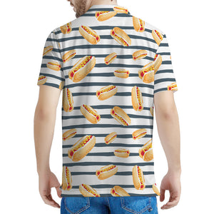 Hot Dog Striped Pattern Print Men's Polo Shirt