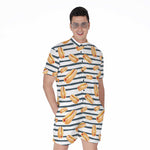 Hot Dog Striped Pattern Print Men's Rompers