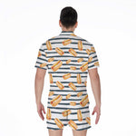 Hot Dog Striped Pattern Print Men's Rompers