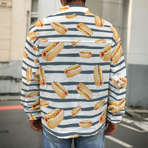 Hot Dog Striped Pattern Print Men's Shirt Jacket