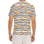 Hot Dog Striped Pattern Print Men's Short Sleeve Rash Guard