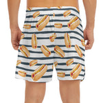 Hot Dog Striped Pattern Print Men's Split Running Shorts