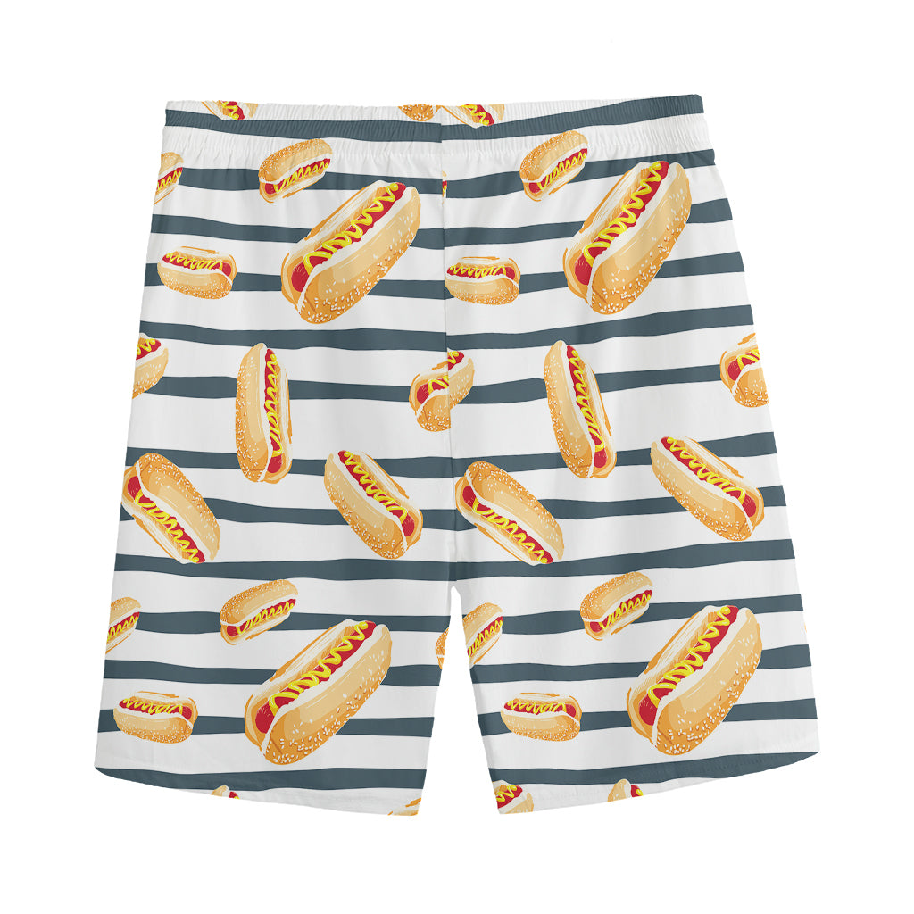 Hot Dog Striped Pattern Print Men's Sports Shorts