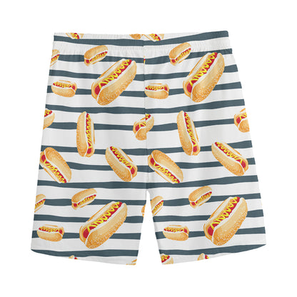 Hot Dog Striped Pattern Print Men's Sports Shorts
