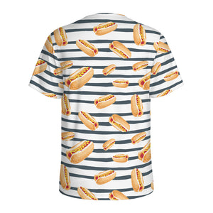 Hot Dog Striped Pattern Print Men's Sports T-Shirt