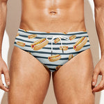 Hot Dog Striped Pattern Print Men's Swim Briefs