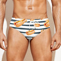 Hot Dog Striped Pattern Print Men's Swim Briefs