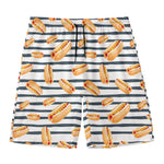 Hot Dog Striped Pattern Print Men's Swim Trunks