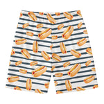 Hot Dog Striped Pattern Print Men's Swim Trunks