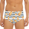 Hot Dog Striped Pattern Print Men's Triangle Swim Briefs