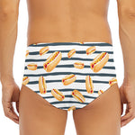 Hot Dog Striped Pattern Print Men's Triangle Swim Briefs