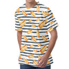 Hot Dog Striped Pattern Print Men's Velvet T-Shirt