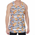 Hot Dog Striped Pattern Print Men's Velvet Tank Top