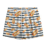 Hot Dog Striped Pattern Print Mesh Shorts