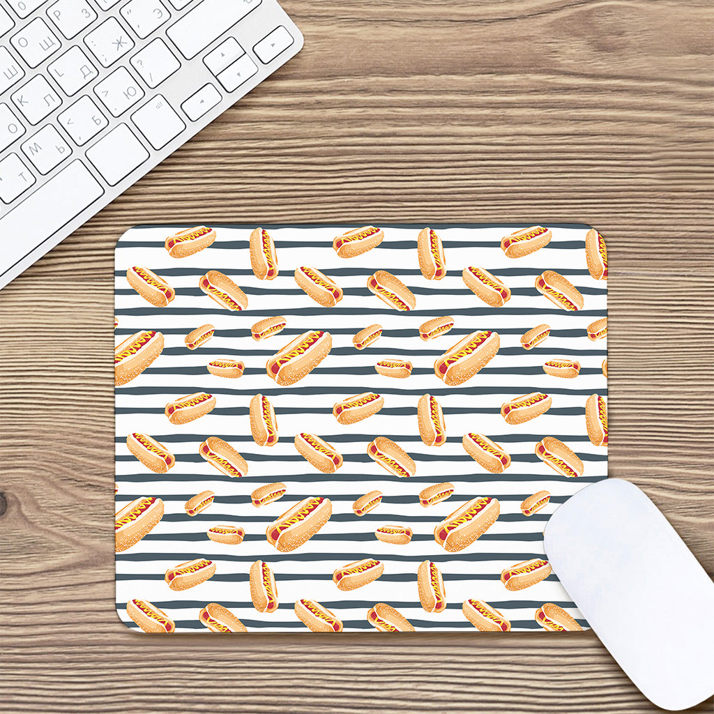Hot Dog Striped Pattern Print Mouse Pad