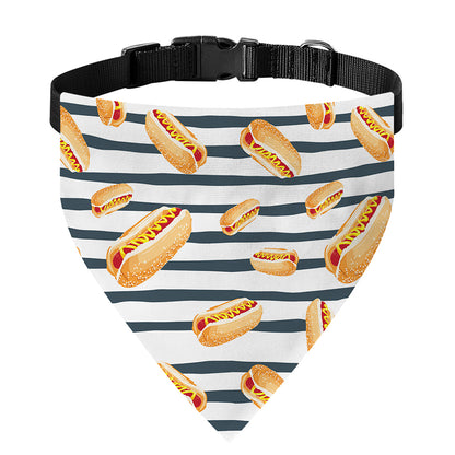 Hot Dog Striped Pattern Print Over The Collar Dog Bandana