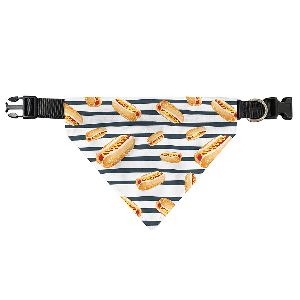 Hot Dog Striped Pattern Print Over The Collar Dog Bandana