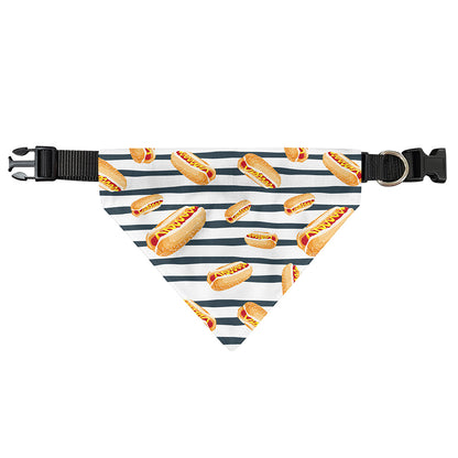 Hot Dog Striped Pattern Print Over The Collar Dog Bandana