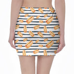 Hot Dog Striped Pattern Print Pencil Mini Skirt