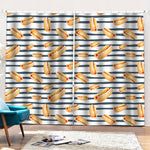 Hot Dog Striped Pattern Print Pencil Pleat Curtains