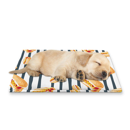 Hot Dog Striped Pattern Print Pet Cooling Mat Cover
