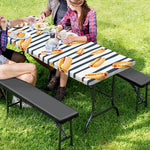 Hot Dog Striped Pattern Print Picnic Table Cover