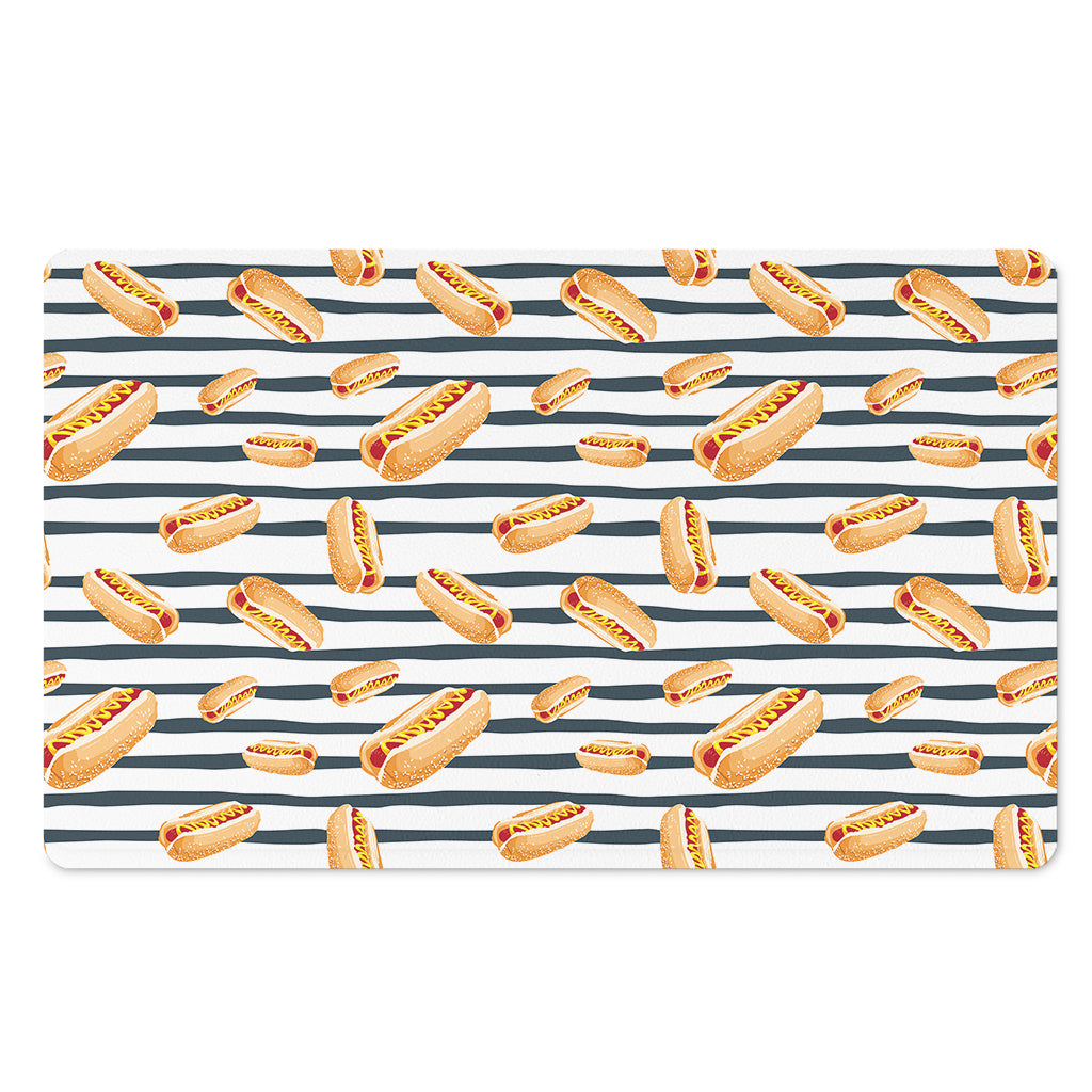 Hot Dog Striped Pattern Print Polyester Doormat