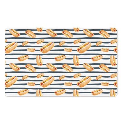 Hot Dog Striped Pattern Print Polyester Doormat