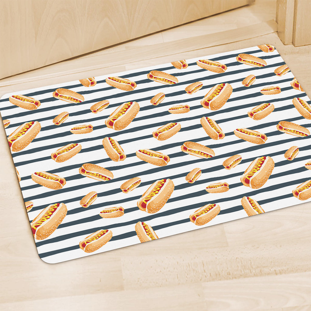 Hot Dog Striped Pattern Print Polyester Doormat