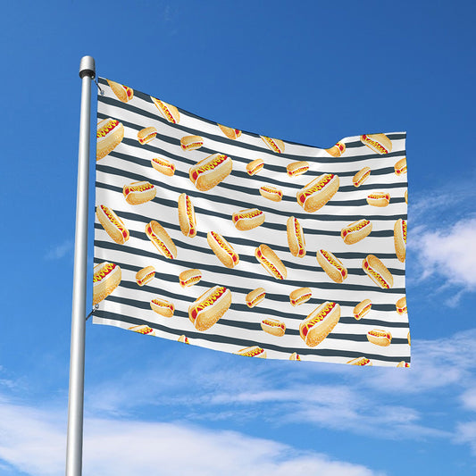 Hot Dog Striped Pattern Print Polyester Flag